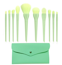 Load image into Gallery viewer, Ruvkavn Makeup Brushes 10 Piece Neon Green Makeup Brush Set Premium Synthetic Kabuki Foundation Blending Face Powder Mineral Eyeshadow Make Up Brushes Set
