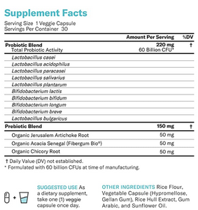 TlRTRVT Probiotics 60 Billion CFU - Dr. Approved Probiotics for Women, Probiotics for Men and Adults, Natural; Shelf Stable Probiotic Supplement with Organic Prebiotic, Acidophilus Probiotic; 30 Capsules