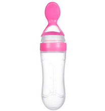 Load image into Gallery viewer, Ktvkpof Silicone Squeeze Feeding Spoon,Silicone Squeeze Cereal Feeding Bottle Feeder, Mark Suction Cup Round Bottom Leak-Proof Design Bottle
