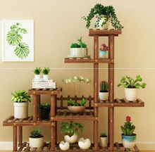 Load image into Gallery viewer, DETOKLOS Pine Wood Plant Stand, 5 Tier Plant Shelf Rack 37&#39;&#39; Tall Flower Pot Holder, Multiple Plant Display Shelves for Indoor Outdoor Patio Corner Balcony Living Room Garden Yard
