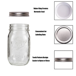 INYOU Mason Jar Lids 16 Pack, 8 Wide Mouth and 8 Regular Mouth Mason Jar Lids Leak Proof Jars Lids for Ball, Kerr and More Storage Silver Canning Jar Lids