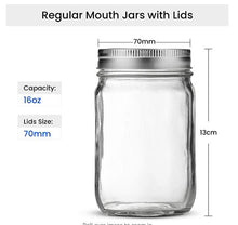 Load image into Gallery viewer, INYOU Canning Jar with Lid, INYOU 16oz Regular Mouth Mason Jar with Lid Glass Jar Airtight Lid for Food Storage Salads Yogurt Jelly Canning Jar with Lid
